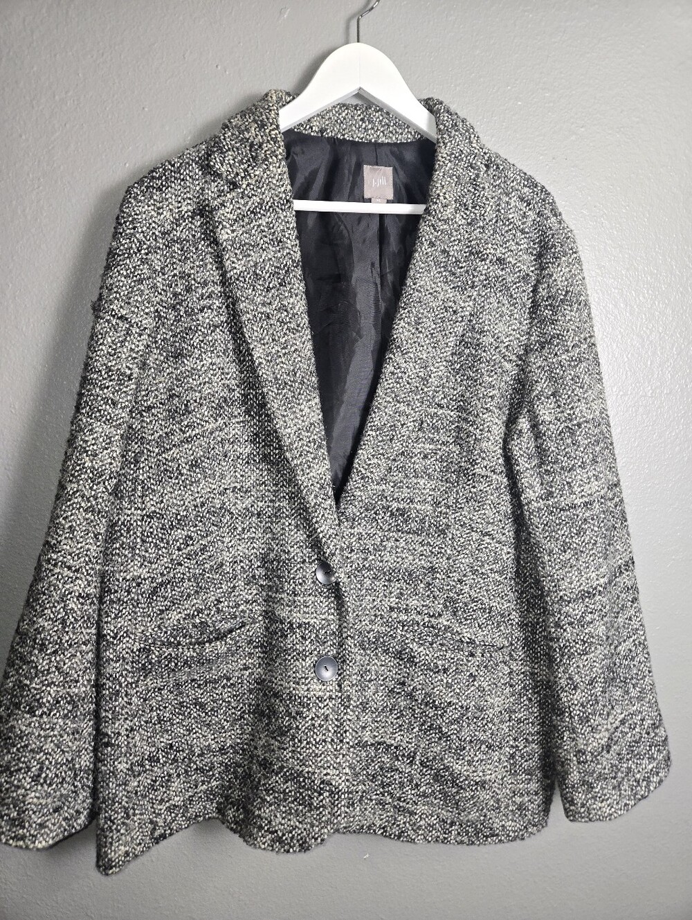 J.Jill Grey Tweed Blazer Jacket Size XL